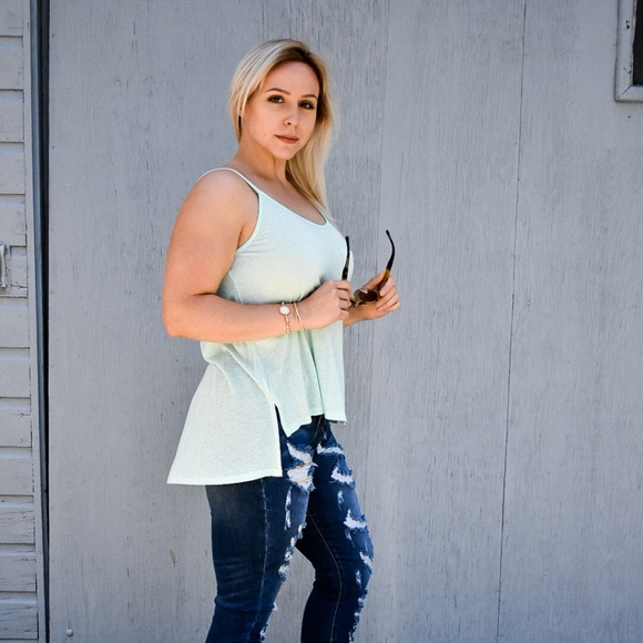 SOFT STRIPED POCKET TANK - mint - Picture 6 of 8